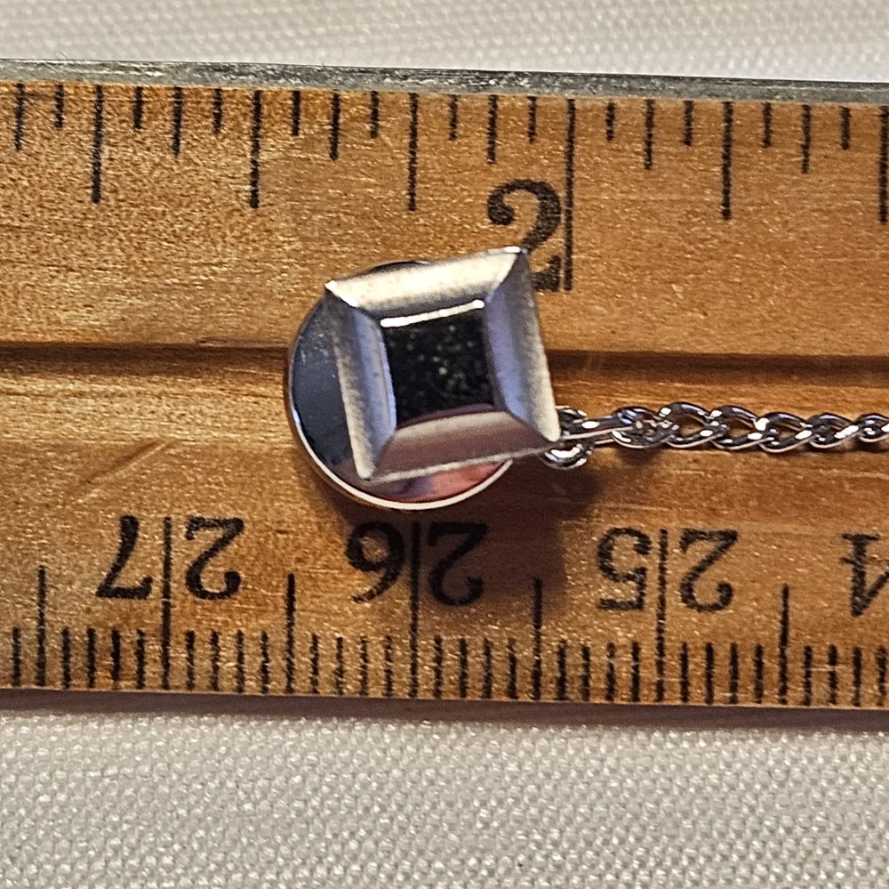 Modern Square Tie Tack with Black Onyx Center